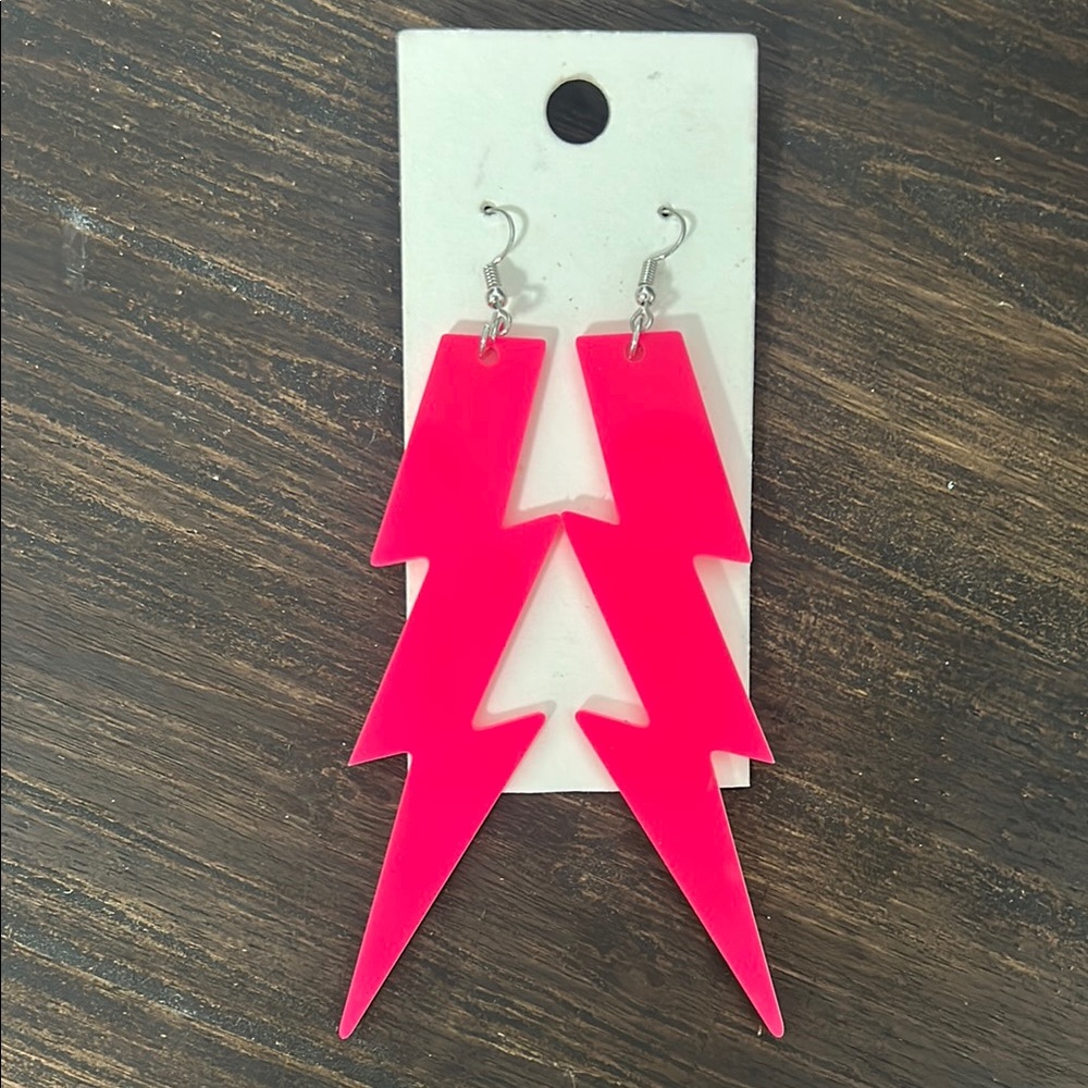 NWT hot Pink Lightning Bolt Earrings